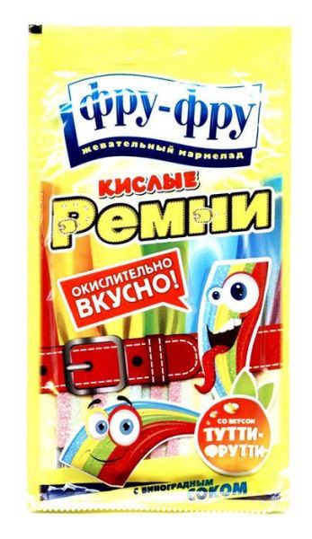 Изображение товара Мармелад Фру-фру кислые ремни Тутти-фрутти 85г Мармелад Фру-фру кислые ремни Тутти-фрутти 85г фотография