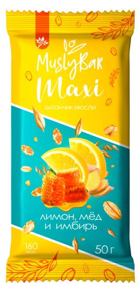 Батончик мюсли MuslyBar Maxi лимон мед имбирь 50г фотография
